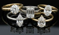 Diamond rings on black background wide